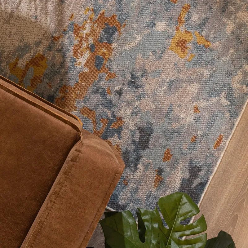 Moderner Teppich - Bush Blau Terracotta