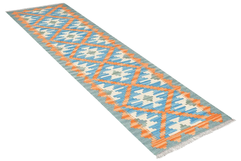 Kelim Gashgai · Handgewebt – Blau, 191x63 cm