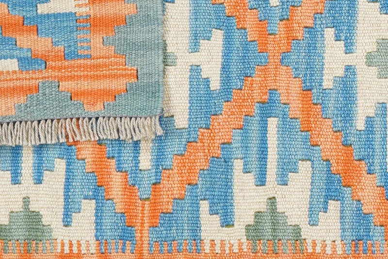Kelim Gashgai · Handgewebt – Blau, 191x63 cm