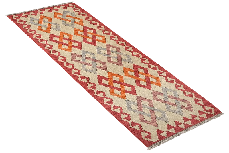 Kelim Gashgai · Handgewebt – Beige, 193x57 cm