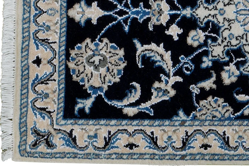 Nain 12La · Handgeknüpft – Blau, 90x59 cm