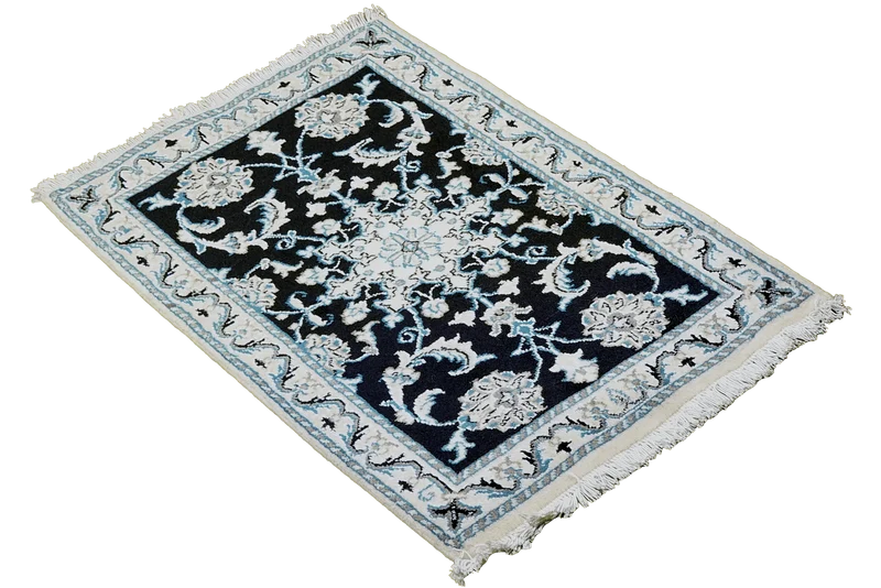 Nain 12La · Handgeknüpft – Blau, 90x59 cm