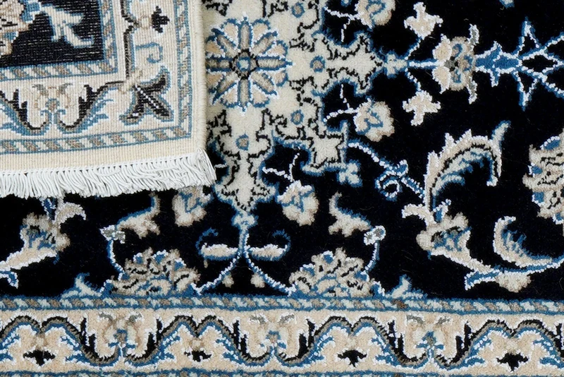 Nain 12La · Handgeknüpft – Blau, 90x59 cm