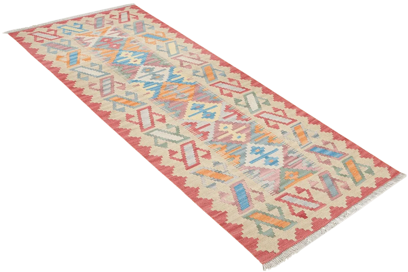 Kelim Gashgai · Handgewebt – Beige, 207x86 cm