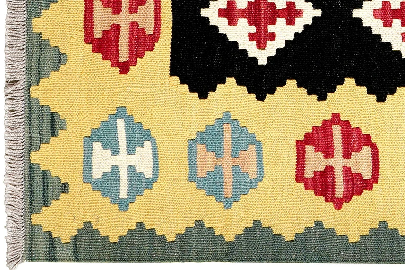 Kelim Gashgai · Handgewebt – Schwarz, 127x81 cm