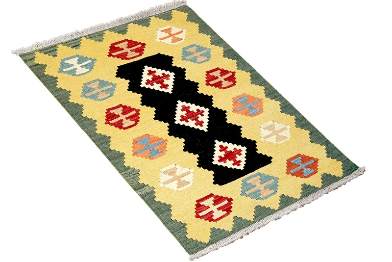 Kelim Gashgai · Handgewebt – Schwarz, 127x81 cm