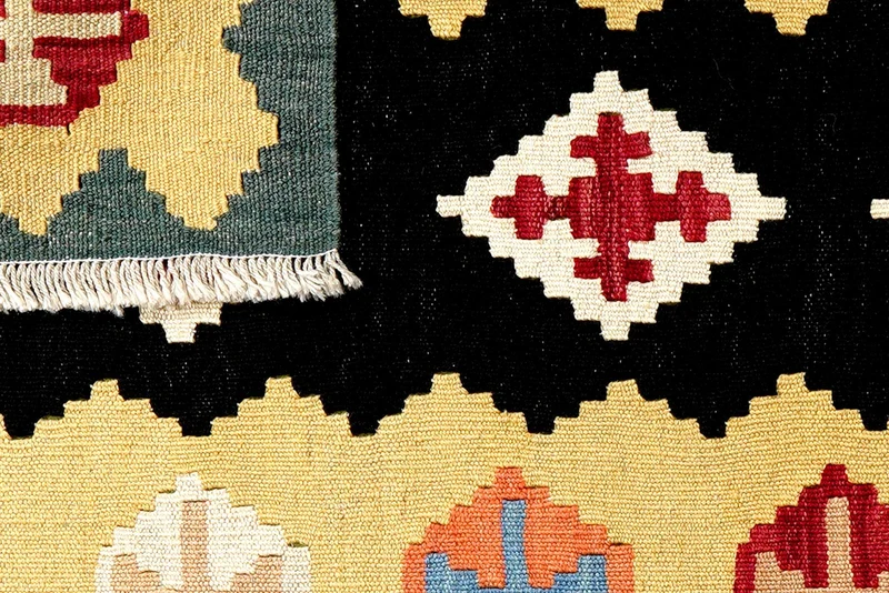 Kelim Gashgai · Handgewebt – Schwarz, 127x81 cm