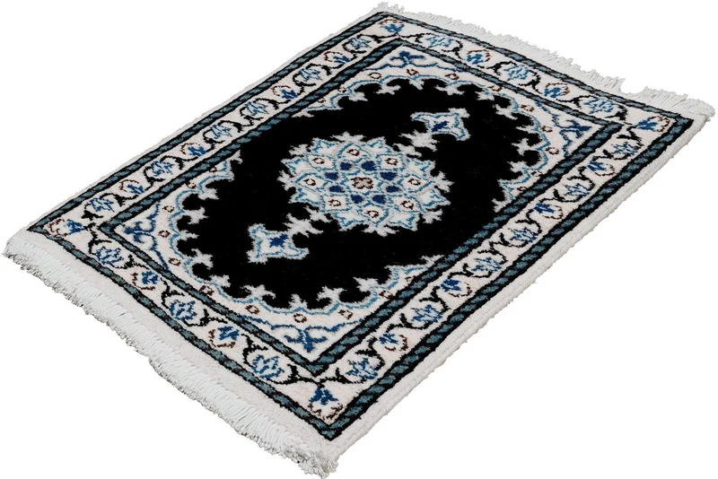 Nain 12La · Handgeknüpft – Blau, 61x41 cm