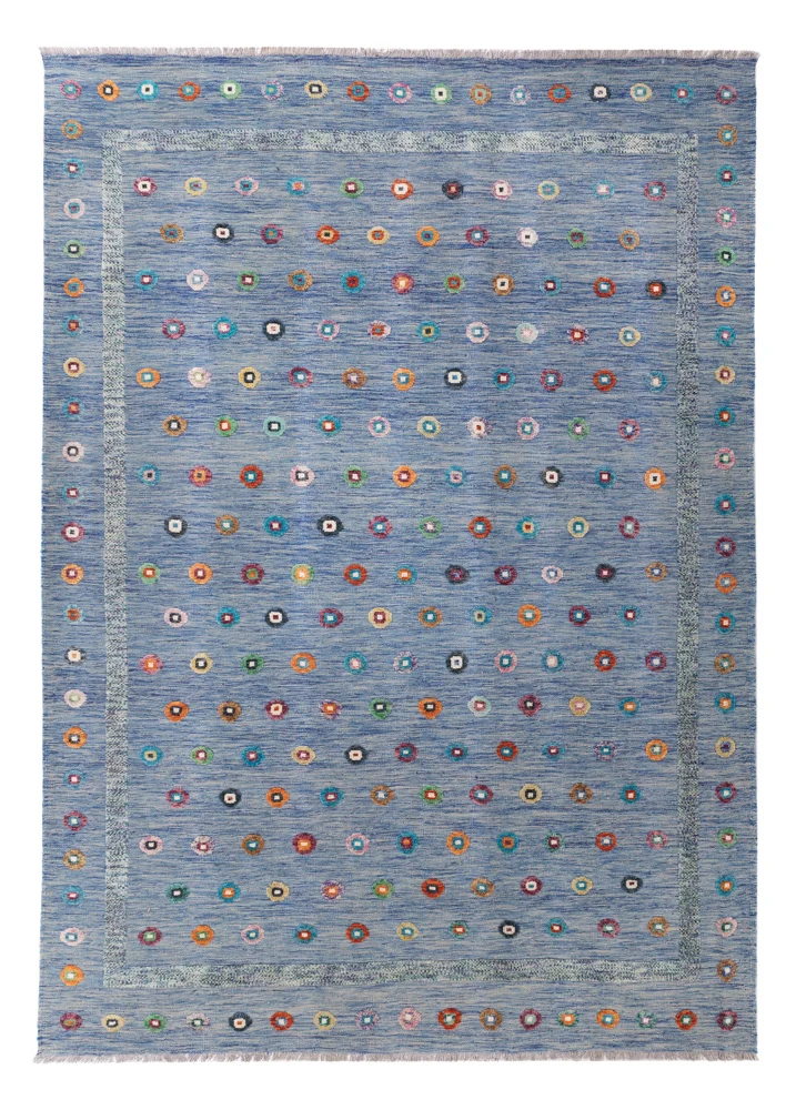 Kelim Maimene Teppich 243x352cm - blau