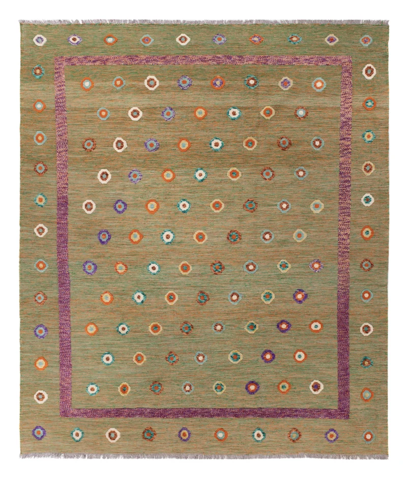 Kelim Maimene Teppich 258x303cm - grün