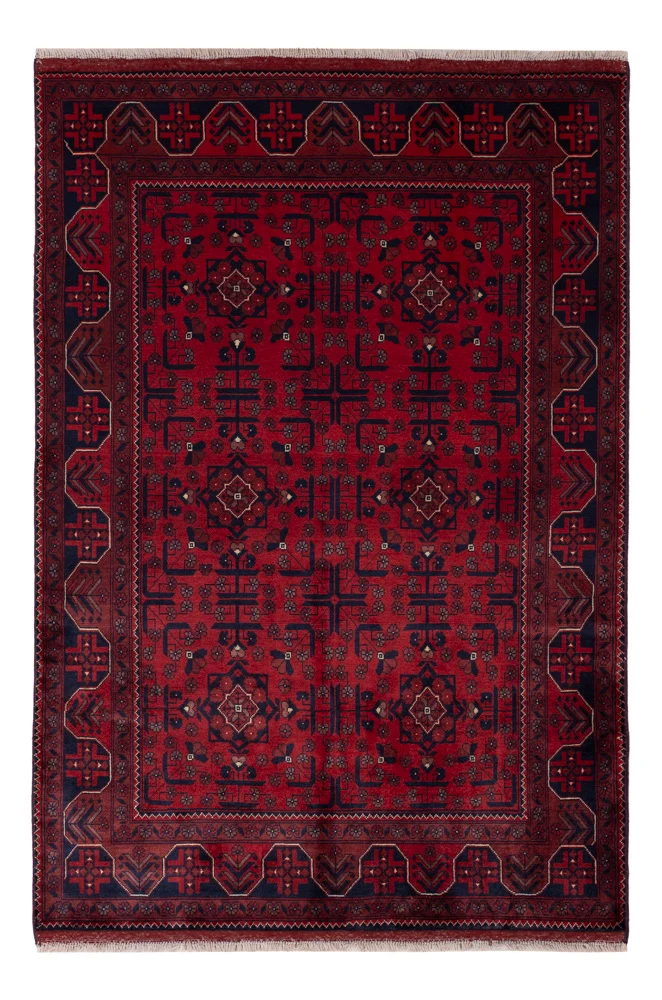 Afghan Teppich 100x148cm - Orientteppich - rot