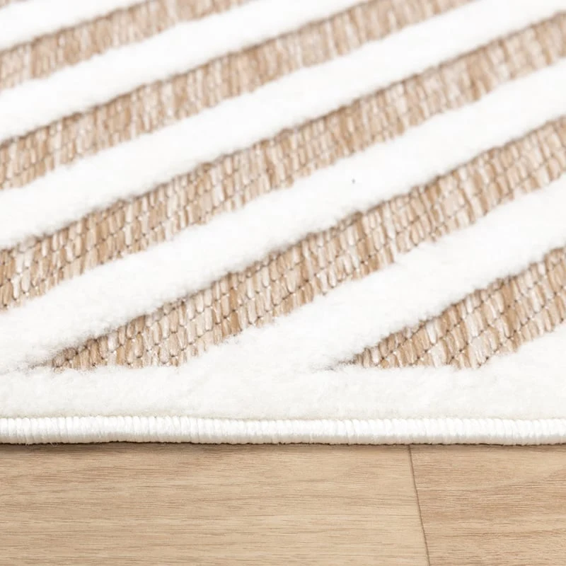 Teppich Modern - Nori Lines Weiß Taupe