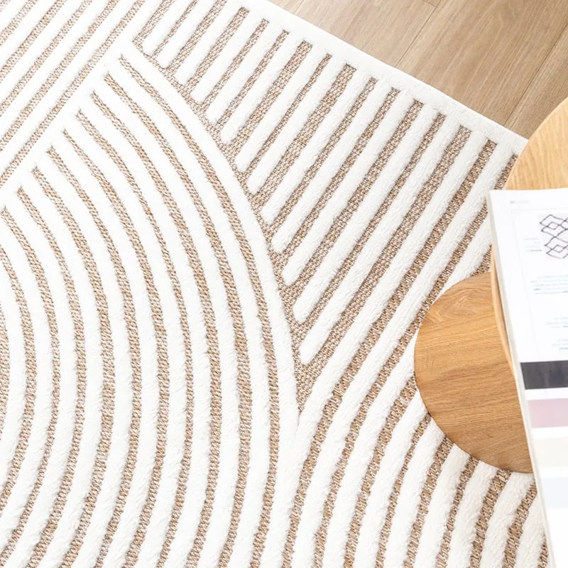 Teppich Modern - Nori Curves Weiß Taupe