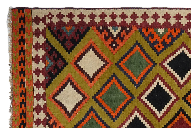 Kelim Gashgai Old · Handgewebt – Grün, 264x140 cm