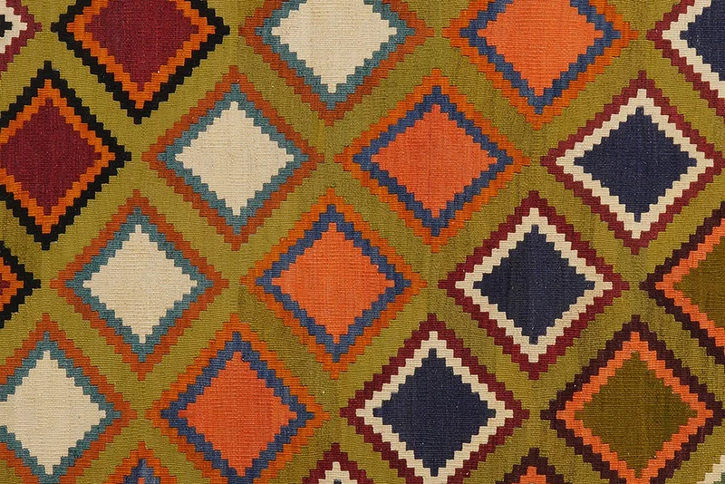Kelim Gashgai Old · Handgewebt – Grün, 264x140 cm