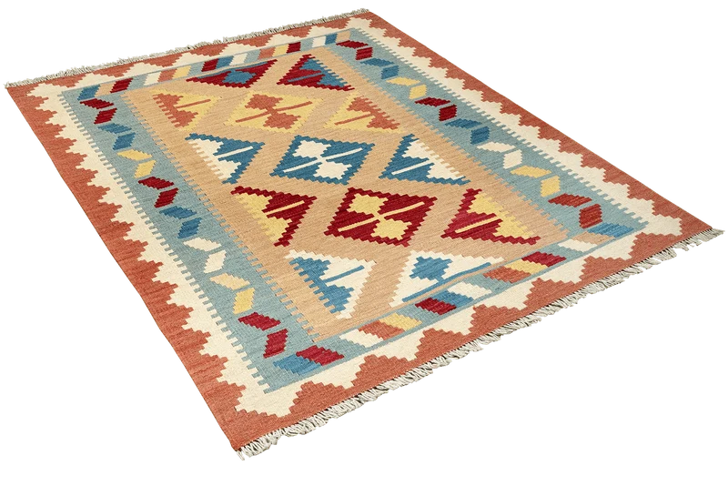 Kelim Gashgai · Handgewebt – Beige, 147x104 cm