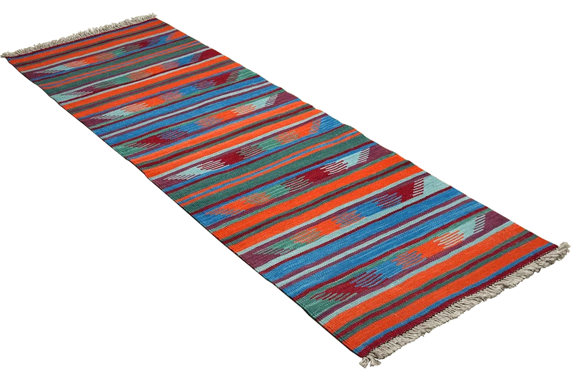 Kelim Gashgai · Handgewebt – Bunt, 193x64 cm