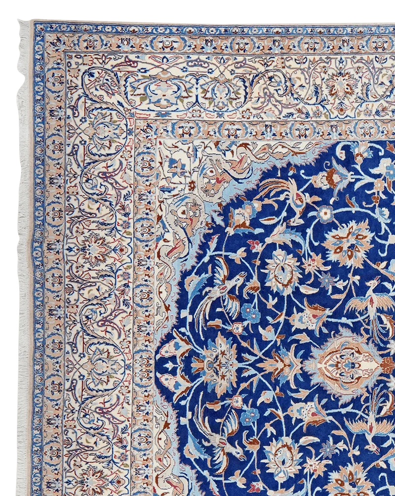 Nain 9La · Handgeknüpft – Blau, 376x251 cm