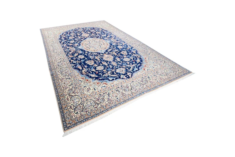 Nain 9La · Handgeknüpft – Blau, 376x251 cm