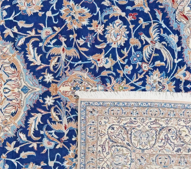 Nain 9La · Handgeknüpft – Blau, 376x251 cm