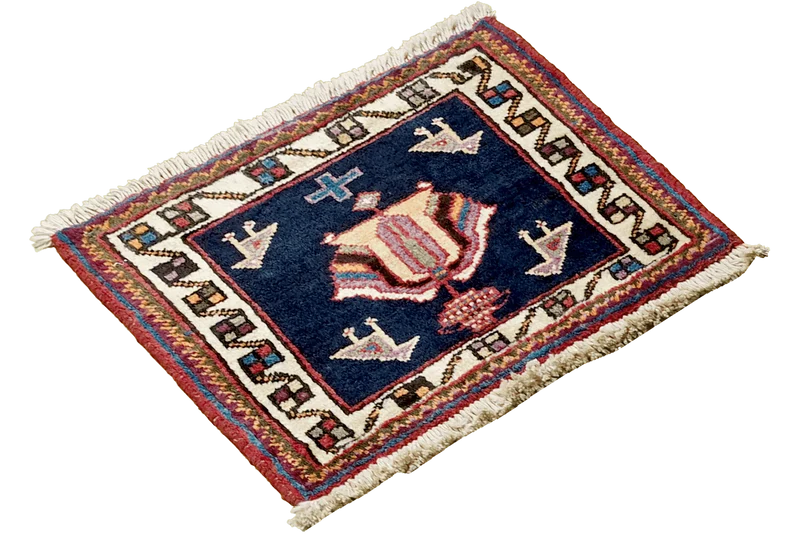 Afshar · Handgeknüpft – Blau, 34x44 cm
