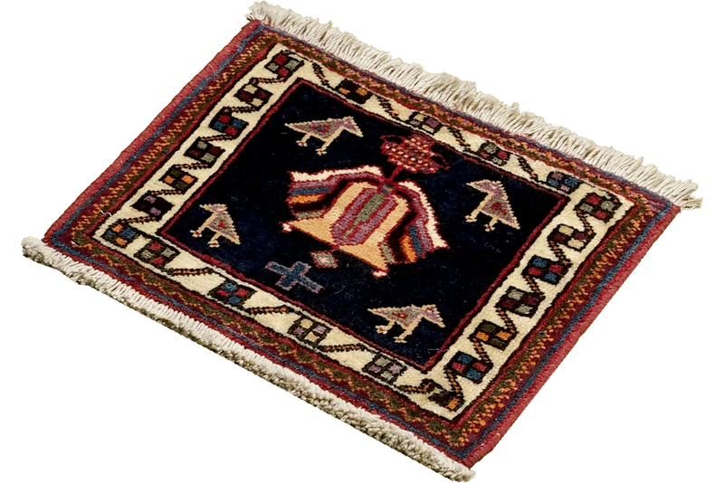 Afshar · Handgeknüpft – Blau, 34x44 cm