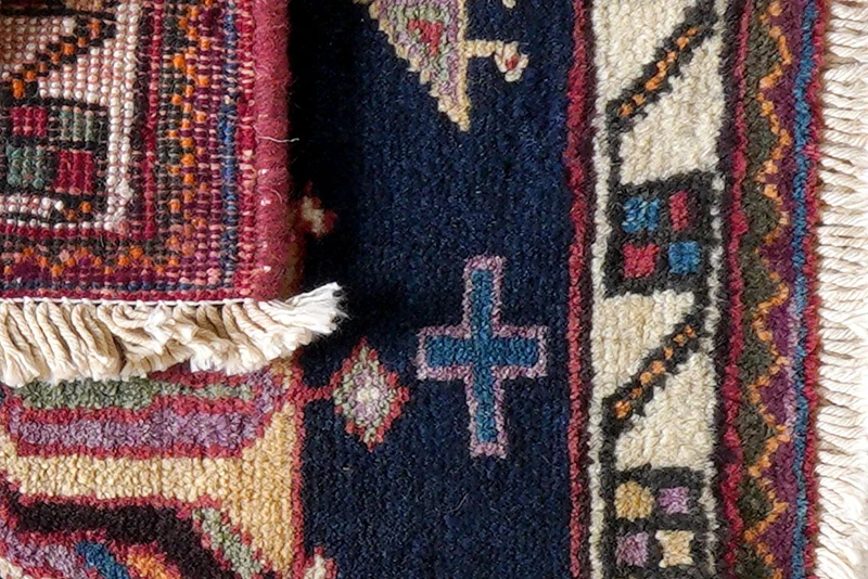 Afshar · Handgeknüpft – Blau, 34x44 cm
