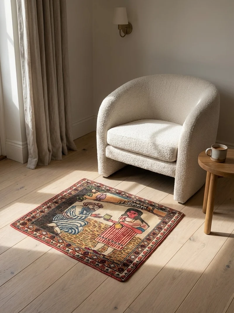 Kashan · Handgeknüpft – Beige, 52x46 cm