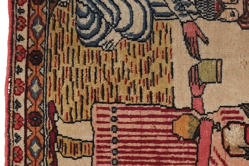 Kashan · Handgeknüpft – Beige, 52x46 cm