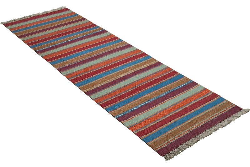 Kelim Gashgai · Handgewebt – Bunt, 202x62 cm