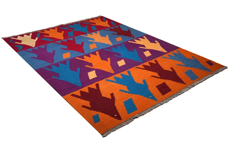 Kelim Gashgai · Handgewebt – Bunt, 219x172 cm