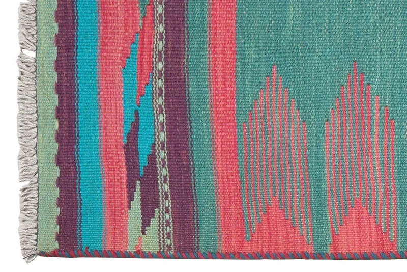 Kelim Gashgai · Handgewebt – Grün, 203x65 cm