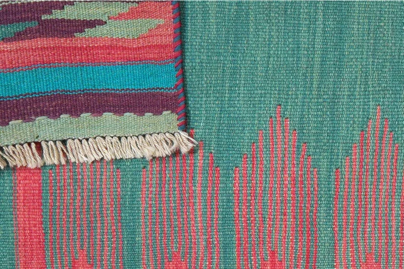 Kelim Gashgai · Handgewebt – Grün, 203x65 cm
