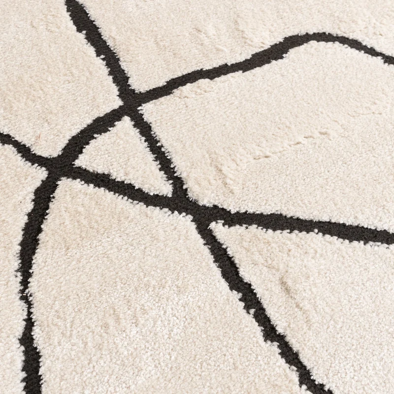 Japandi Teppich - Yori Lines Creme Schwarz