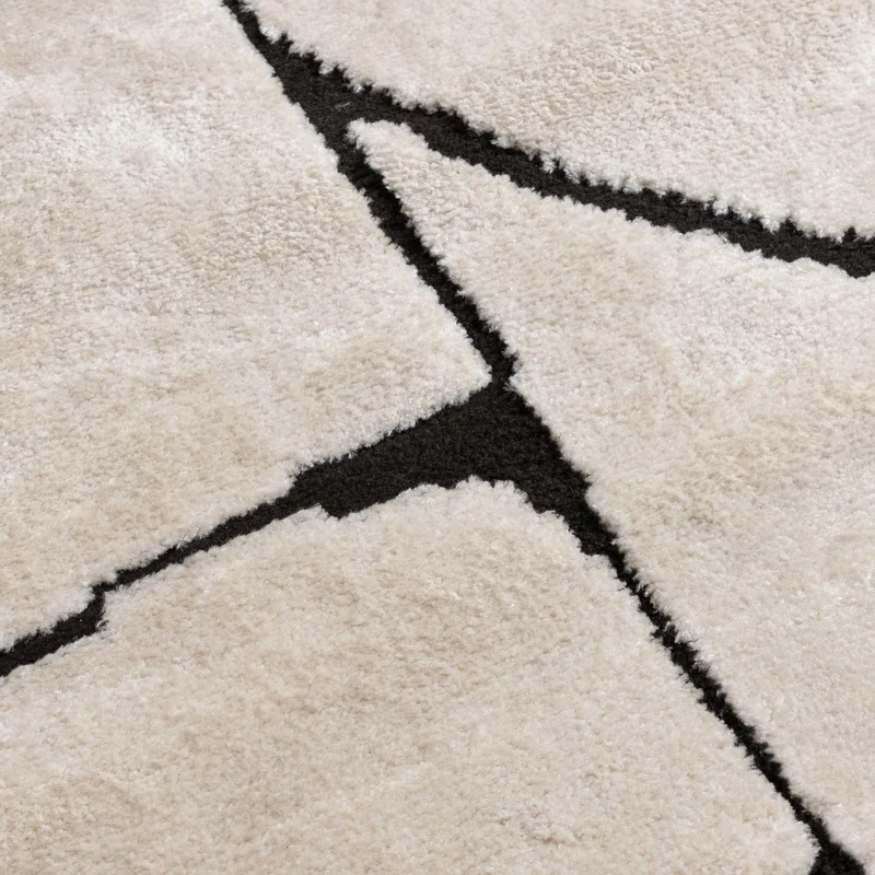 Japandi Teppich - Yori Blocks Creme Schwarz