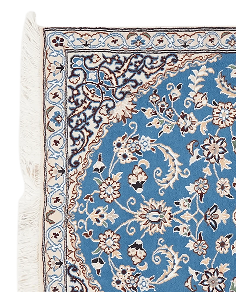 Nain 9La · Handgeknüpft – Blau, 132x88 cm