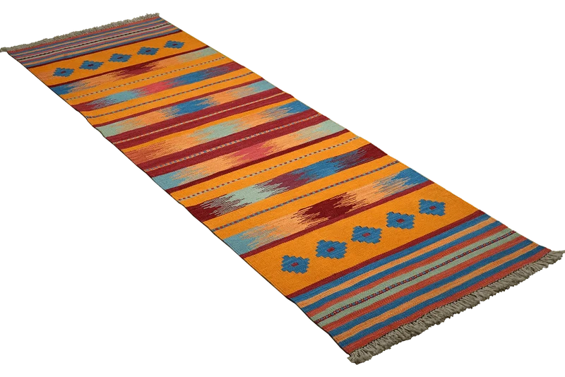 Kelim Gashgai · Handgewebt – Bunt, 212x66 cm