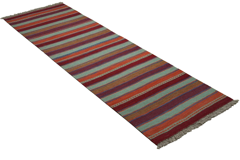 Kelim Gashgai · Handgewebt – Bunt, 203x64 cm