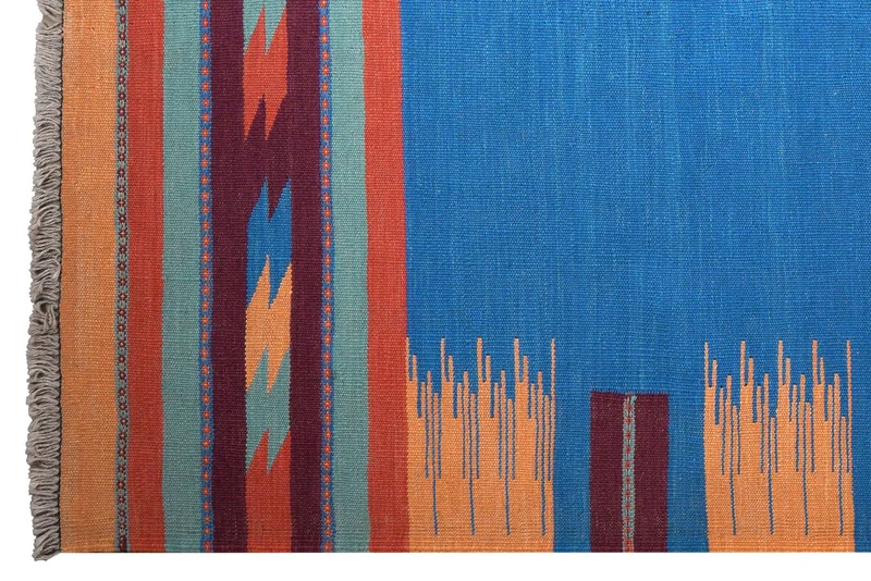 Kelim Gashgai · Handgewebt – Blau, 230x173 cm