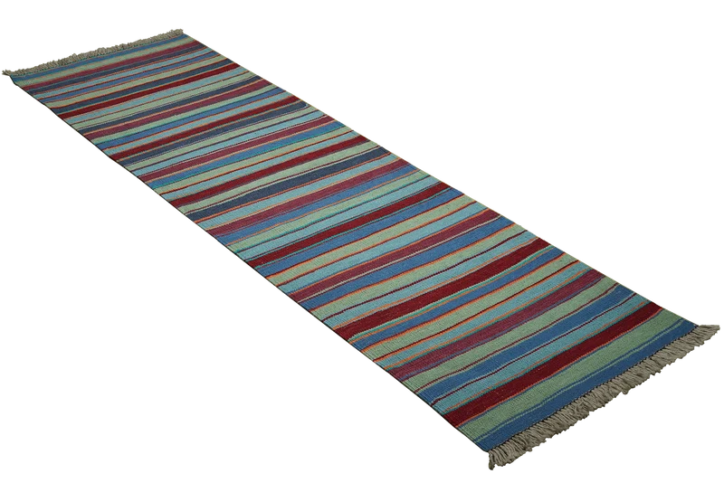 Kelim Gashgai · Handgewebt – Blau, 195x56 cm
