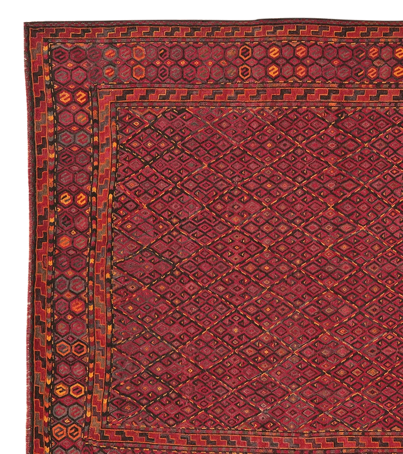 Kelim Kordi · Handgewebt – Rot, 400x204 cm
