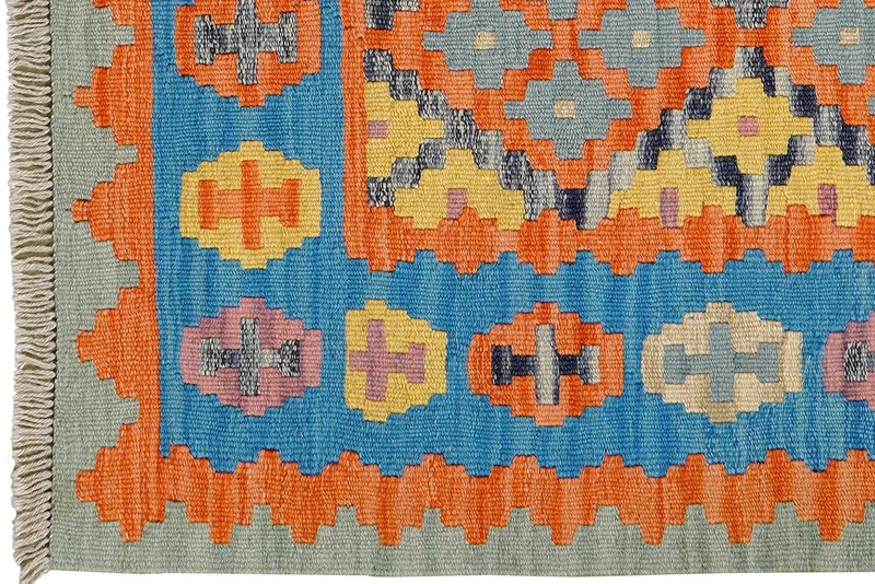 Kelim Gashgai · Handgewebt – Orange, 131x84 cm