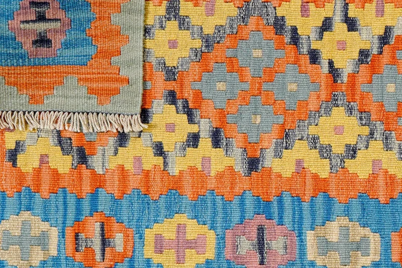 Kelim Gashgai · Handgewebt – Orange, 131x84 cm