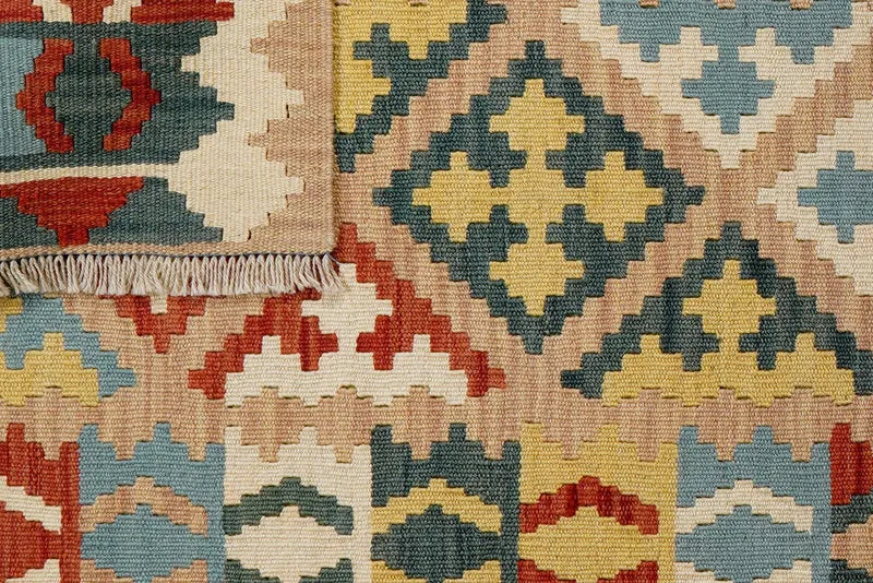Kelim Gashgai · Handgewebt – Beige, 198x86 cm