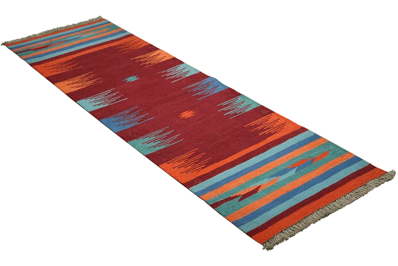 Kelim Gashgai · Handgewebt – Bunt, 200x61 cm