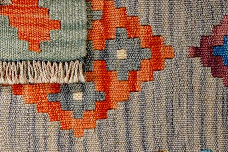 Kelim Gashgai · Handgewebt – Grau, 68x43 cm