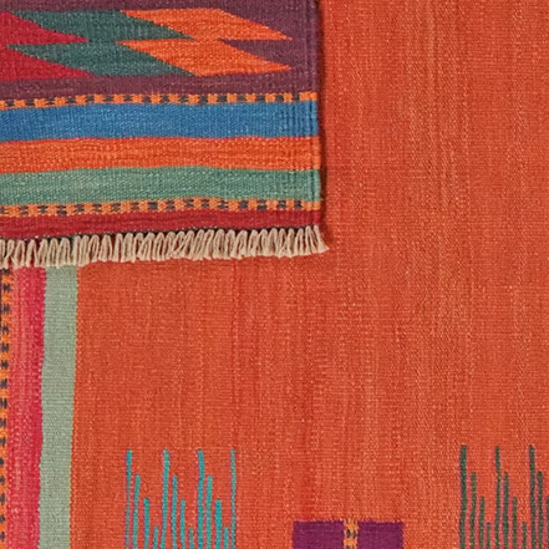 Kelim Gashgai · Handgewebt – Rot, 243x102 cm