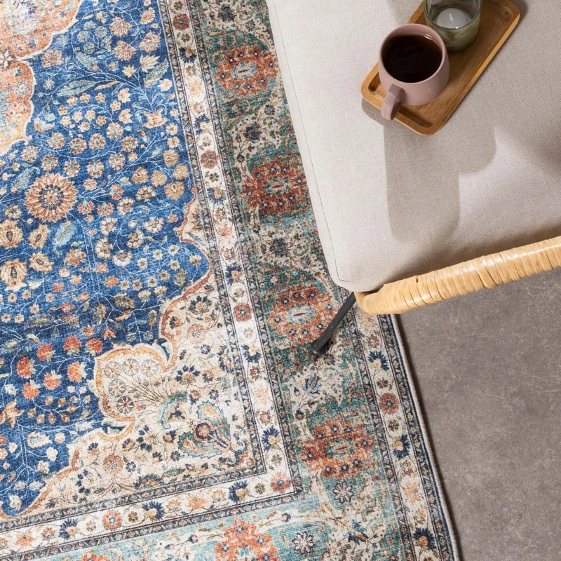 In- & Outdoor Teppich Vintage - Kairo Medaillon Dunkelblau Terra