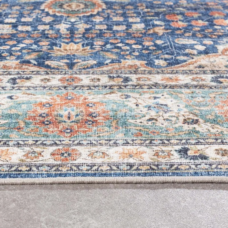 In- & Outdoor Teppich Vintage - Kairo Medaillon Dunkelblau Terra