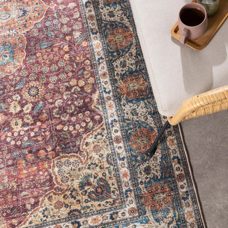 In- & Outdoor Teppich Vintage - Kairo Medaillon Bordeaux